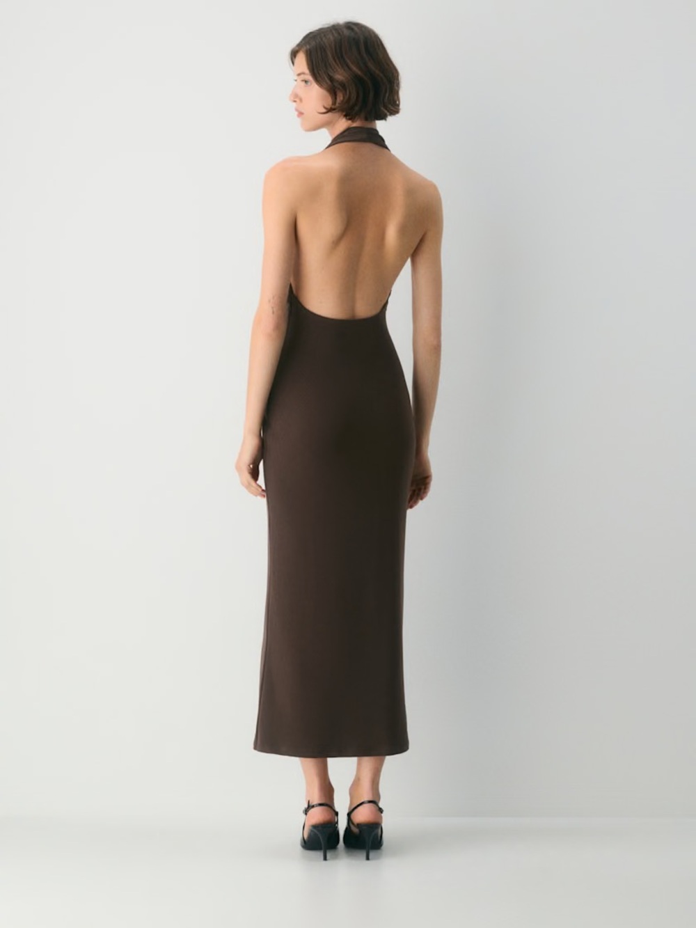 Aritzia Brown Halter Cowl Maxi Dress - Picture 3 of 3